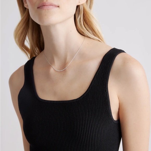 Cropped Square Neck Ribbed Knit Tank M - Picture 2 of 9